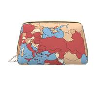 Hgvcse Pvc Leather Makeupturkey Regional Map Bag Zipper Pouch Travel Cosmetic Organizer Daily Use Storage Purse, White, One Size