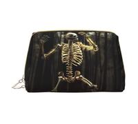 Hgvcse PVC Leather Skeleton Bear Cosmetic Bag Zipper Travel Cosmetic Organizer for Daily Use White One Size, White, standard size
