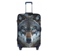 Hgvcse Travel Blue Eyes Wolf Luggage Cover Suitcase Protector 18-32 Inch Luggage Vacation Accessory Essentials, White, Medium, White, Medium