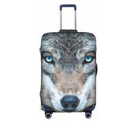 Hgvcse Travel Blue Eyes Wolf Luggage Cover Suitcase Protector 18-32 Inch Luggage Vacation Accessory Essentials, White, XL