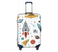 Hgvcse Travel Cartoon Rockets Luggage Cover Suitcase Protector 18-32 Inch Luggage Vacation Accessory Essentials, White, X-Large, White, X-Large