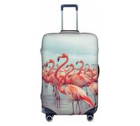 Hgvcse Travel Flock Of Pink Flamingos On The Beach Luggage Cover Suitcase Protector 18-32 Inch Luggage Vacation Accessory Essentials, White, M