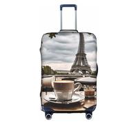 Hgvcse Travel Parisian Coffee Eiffel Tower01 Luggage Cover Suitcase Protector 18-32 Inch Luggage Vacation Accessory Essentials, White, Small, White, Small