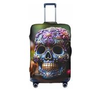 Hgvcse Travel Sugar Skulls Luggage Cover Suitcase Protector 18-32 Inch Luggage Vacation Accessory Essentials, White, Small, White, Small