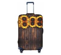 Hgvcse Travel Sunflower On Wood Plank Luggage Cover Suitcase Protector 18-32 Inch Luggage Vacation Accessory Essentials, White, XL
