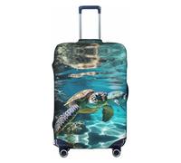 Hgvcse Travel Swimming Tortoise Sea Luggage Cover Suitcase Protector 18-32 Inch Luggage Vacation Accessory Essentials, White, S