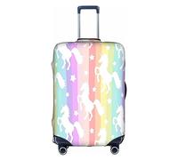 Hgvcse Travel Unicorns On Colorful Stripes Luggage Cover Suitcase Protector 18-32 Inch Luggage Vacation Accessory Essentials, White, L