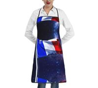 Hgvcse Unisex French Flag Apron for Men Women Kitchen Cooking BBQ Pocket Mother Dad Chef Gift, white, One size