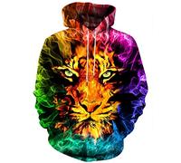 Hgvoetty Cool Hoodies for Men 3D Novlety Sweatshirts Clothing for Adult Athletic Hooded Clothes Women Animal Graphic Sweaters with Drawstring L, Multi-color