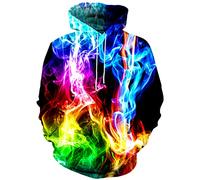 Hgvoetty Unisex 3D Novelty Hoodies for Men Women Cool Graphic Pullover Sweatshirts with Pockets, A-colorful Smoke, L
