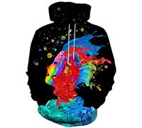 Hgvoetty Unisex 3D Print Hoodies Graphic Space Pullover Hooded Sweatshirts for Men Women - Multicolored - XL