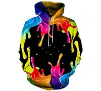 Hgvoetty Unisex 3D Print Hoodies Graphic Space Pullover Hooded Sweatshirts for Men Women, Paint Splash, XL