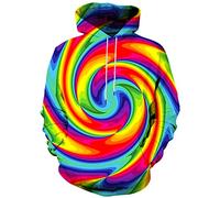 Hgvoetty Unisex 3D Print Hoodies Graphic Space Pullover Hooded Sweatshirts for Men Women, Rainbow, XL