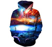 Hgvoetty Unisex 3D Print Hoodies Graphic Space Pullover Hooded Sweatshirts for Men Women - - XL