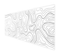 HGWALP Large Gaming Mouse Pad & Extended XXL Computer Game Mouse Mat, Long Desk Pad with Stitched Edges for Keyboard Home Office Gaming Work Big Desk Pad (35.4x15.7x0.12IN, 90x40),White Topographic