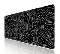 HGWALP Large Gaming TOPO Mouse Pad Black and White Topographic Mouse Pad with Anti-Slip Rubber Base, Extended XXL Long Keyboard Pad Big Mouse Pads for Desk,31.5 X 11.8 Inch