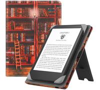 HGWALP Universal Case for 6" eReaders, Folio Leather Stand Cover with Handstrap Compatible with All 6 inch Kindle Paperwhite/Kobo/Tolino/Pocketook/Sony E-Book Reader-Library