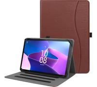 HGWALP Universal Case for 9inch-10.5inch Tablet,Multi-Viewing Angels PU Leather Stand Folio Case Cover with Handstrap for 9" 10.1" 10.5"Touchscreen Tablet, with Adjustable Fixing Silicon Band-Brown