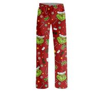 HGWOPGASD Anime Pyjamas Sleep Trousers Fleece Christmas Pajamas Grinch The Grinch Jumpsuit Women's Jumpsuit Christmas Grinch Print Grinch Family Pajamas The Grinch Family Pajamas Flannel Trousers