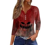 HGWOPGASD Bloody Problem Solved T-Shirt I M Fine Bloody T-Shirt Casual 3/4 Sleeve Tops for Women Bloody Shirt Halloween Problem Solved Halloween T-Shirt Blood T-Shirt Womens Summer Tunics Problem