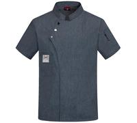 HGWOPGASD Chef Jacket, Men Women Chef Top Short/Long Sleeves Solid Color Pocket Buckle Catering Work Clothes Plus Size Bakery Chef Uniform Shirt 06-Gray M