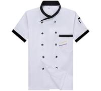HGWOPGASD Chef Jacket, Men Women Chef Top Short/Long Sleeves Solid Color Pocket Buckle Catering Work Clothes Plus Size Bakery Chef Uniform Shirt 04-White M