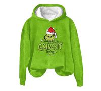 HGWOPGASD Christmas Hoody Grinch Pj Womens Christmas Hoodies Big Hoodies For Women Womens Grinch Christmas Jumper Oversized Sherpa Hoodie Santa Hoodie Grinch Gifts For Adults Christmas Fleece Warm