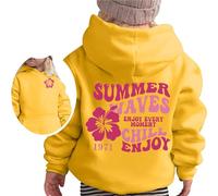 HGWOPGASD Happy Hoodie For Women Teen Girls Preppy Pink Palm Puff Hoodie Pull-Tab Flower Cute Hoodies For Girls 10-12