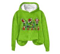 HGWOPGASD The Grinch Oversized Christmas Jumper - Women's Sherpa Lined Hoodie