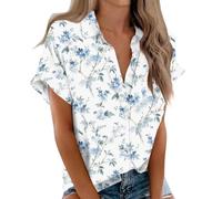 HGWOPGASD Women's Spring Outfits Linen Shirts for Women Short Sleeve Womens Tops Casual Women's All Over Stripe Print Button Front Shirt Short Sleeve Button Shirt Women Floral Button Down Shirts
