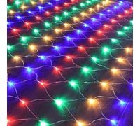 HGWUOKUA Solar Net String Lights, 200LED Backyard Patio Net Light Balcony Fence Mesh Fairy Light String Outdoor Waterproof 3x2m Outside Garden Light (Multicolor)