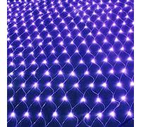 HGWUOKUA Solar Net String Lights, 200LED Backyard Patio Net Light Balcony Fence Mesh Fairy Light String Outdoor Waterproof 3x2m Outside Garden Light (Purple)