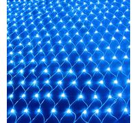 HGWUOKUA Solar Net String Lights, 200LED Backyard Patio Net Light Balcony Fence Mesh Fairy Light String Outdoor Waterproof 3x2m Outside Garden Light (Blue)