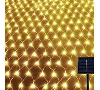 HGWUOKUA Solar Net String Lights, 200LED Backyard Patio Net Light Balcony Fence Mesh Fairy Light String Outdoor Waterproof 3x2m Outside Garden Light (Warm White)