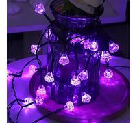 HGWUOKUA Solar Outdoor String Lights, 12m 100LED Polygon Fairy Lights Solar Hexagon Diamond String Lights Waterproof for Garden (Purple)