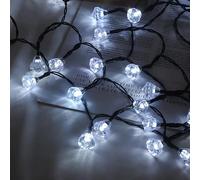 HGWUOKUA Solar Outdoor String Lights, 12m 100LED Polygon Fairy Lights Solar Hexagon Diamond String Lights Waterproof for Garden (White)
