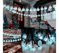 HGWUOKUA Solar Outdoor String Lights, 22m 200LED Polygon Fairy Lights Solar Hexagon Diamond String Lights Waterproof for Garden (White)