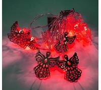 HGWUOKUA Solar Outdoor String Lights, 4.5m 20LED Angel Metal String Lights Solar Geometric Lights Waterproof for Garden (Red)