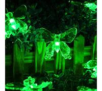 HGWUOKUA Solar Outdoor String Lights, 4.5m 20LED Butterfly Fairy Lights Flower Solar String Lights Waterproof for Garden (Green)
