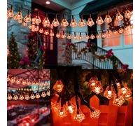 HGWUOKUA Solar Outdoor String Lights, 6m 30LED Polygon Fairy Lights Solar Hexagon Diamond String Lights Waterproof for Garden (Red)