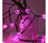HGWUOKUA Solar Outdoor String Lights, 6m 30LED Polygon Fairy Lights Solar Hexagon Diamond String Lights Waterproof for Garden (Pink)