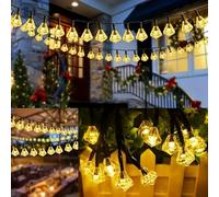 HGWUOKUA Solar Outdoor String Lights, 6m 30LED Polygon Fairy Lights Solar Hexagon Diamond String Lights Waterproof for Garden (Warm White)