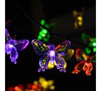 HGWUOKUA Solar Outdoor String Lights, 7m 50LED Butterfly Fairy Lights Flower Solar String Lights Waterproof for Garden (Multicolor)