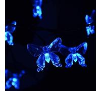 HGWUOKUA Solar Outdoor String Lights, 7m 50LED Butterfly Fairy Lights Flower Solar String Lights Waterproof for Garden (Blue)