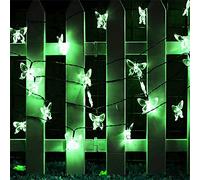 HGWUOKUA Solar Outdoor String Lights, 7m 50LED Butterfly Fairy Lights Flower Solar String Lights Waterproof for Garden (Green)