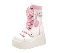 HGXBAMEI Platform Ankle Boots for Women Goth Boots Knee High Chunky Heel Gothic Boot Women Black Combat Motorcycle Booties Round Toe with Zip