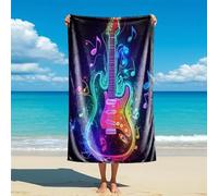HGXLOWUA Dream Guitar Melody Printed Beach Towel: Microfiber Music Themed Beach Towel - Creative Abstract Wave Design, Unique Gift for Music Lovers (style4,150cm x 75cm)