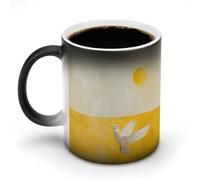 hgyujh Discoloration Mug Color Changing Mugs A White Dove Flies Byprinted Heat Changing Mug Ceramic Heat Sensitive Coffee Cup Add Coffee Or Tea and A Happy Little Scene Appears