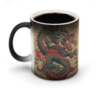 hgyujh Discoloration Mug Color Changing Mugs Beige Dragon Patternprinted Heat Changing Mug Ceramic Heat Sensitive Coffee Cup Add Coffee Or Tea and A Happy Little Scene Appears