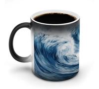 hgyujh Discoloration Mug Color Changing Mugs Blue Wave Artprinted Heat Changing Mug Ceramic Heat Sensitive Coffee Cup Add Coffee Or Tea and A Happy Little Scene Appears